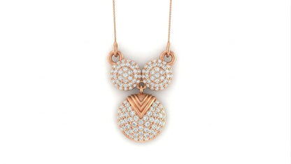 Rose gold moissanite circle pendant necklace with elegant design, perfect bridal jewelry or gift for her, by Riora.