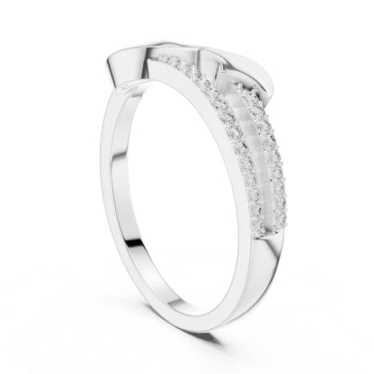 Riora Infinity Twist Moissanite diamond gold rose gold stackable wedding ring with minimalist twist design and dainty band.