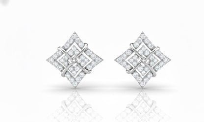 Moissanite Geometric Square Stud Earrings | Hypoallergenic | Gold, Rose Gold, Silver