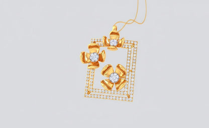 Floral Square Pendant Necklace – Gold Rose Silver, 22in Adjustable Chain, Hypoallergenic Gift for Her