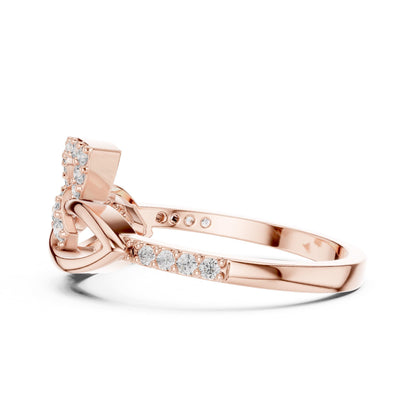 Elegant Riora interlocking moissanite diamond ring for women, minimalist infinity stackable promise ring with intricate design.