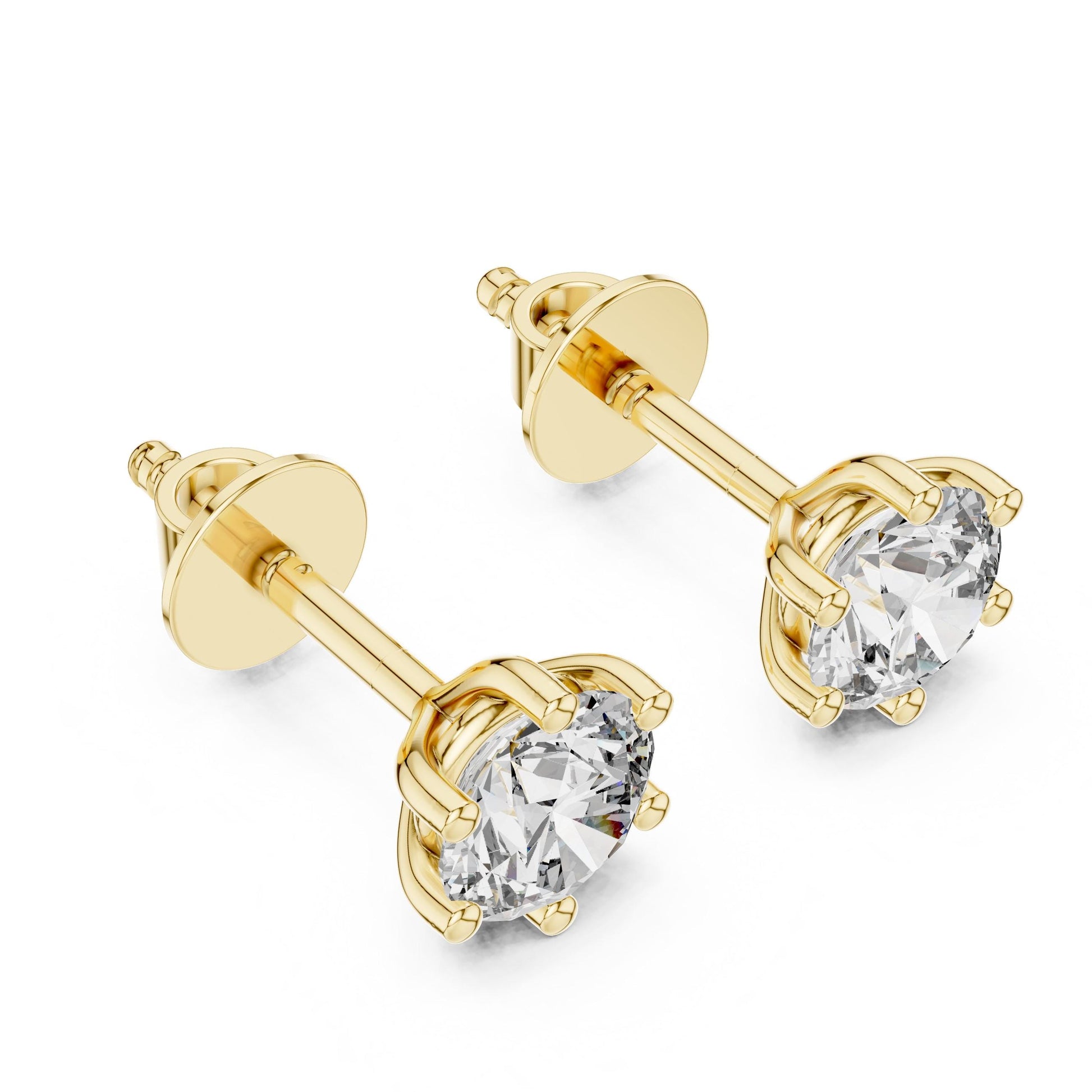 Riora moissanite diamond stud earrings in rose gold, minimalist dainty design, perfect for everyday wear and bridal jewelry.