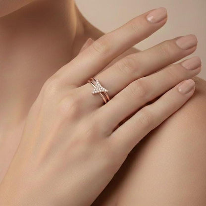 Moissanite V Ring – Adjustable Open Wrap Hypoallergenic Ring with Diamond-Like Sparkle