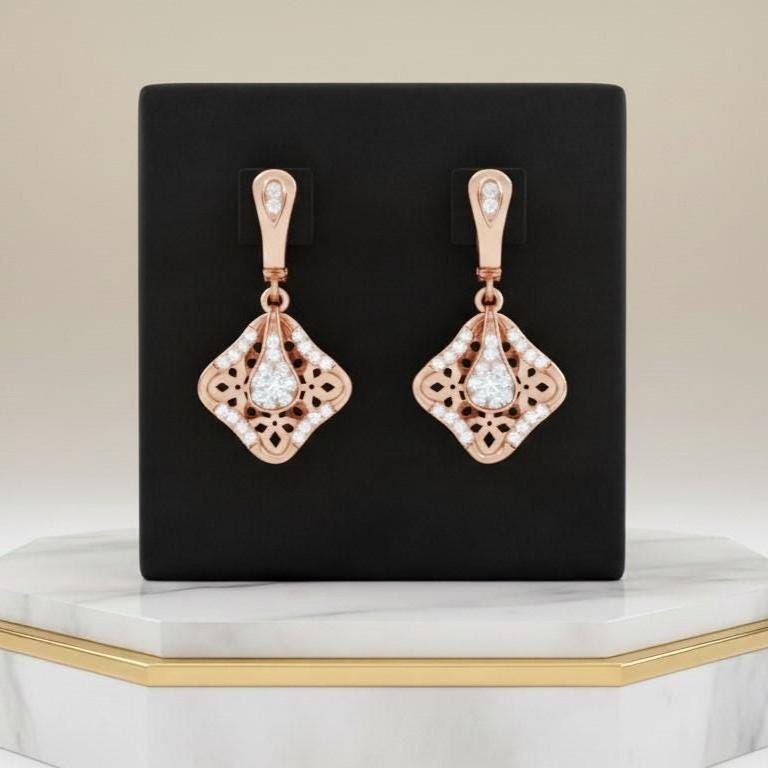 Moissanite Stud Dangle Earrings | Hypoallergenic | Gold, Rose Gold & Silver | Riora