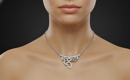 Moissanite Pendant Necklace | Floral Leaf Design | Gold, Rose Gold & Silver | Gift for Her