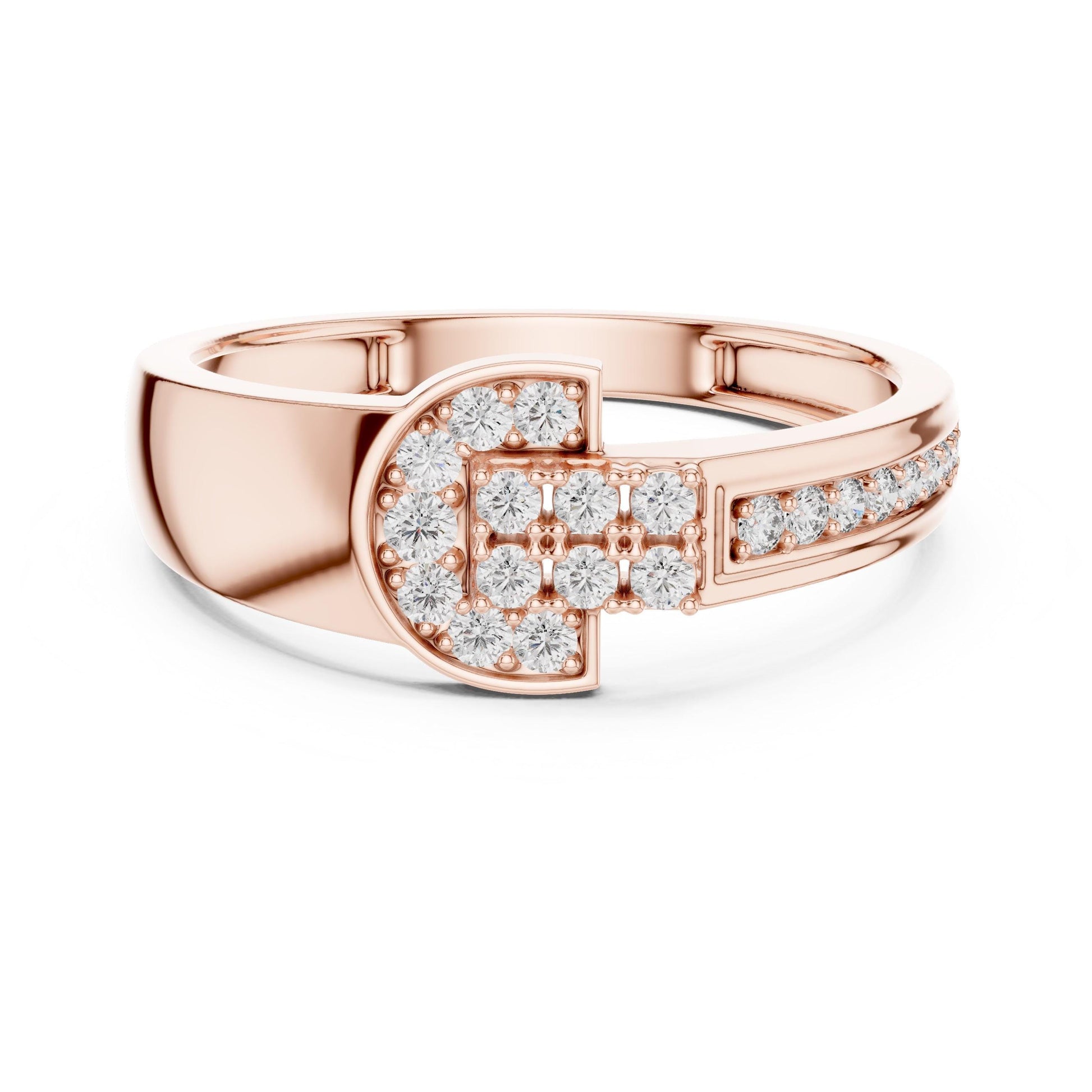 Luxury Riora Moissanite diamond buckle ring in silver, minimalist and elegant jewelry perfect for women and bridal occasions.