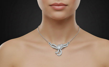 Moissanite Floral Swirl Pendant Necklace for Women | Gold, Rose Gold & Silver | Adjustable 22" Chain | Bridal & Anniversary Gift