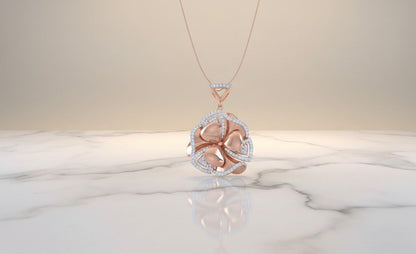 Moissanite Floral Pendant | Rose Gold Non Tarnish Hypoallergenic Necklace | Valentine Gift for Her