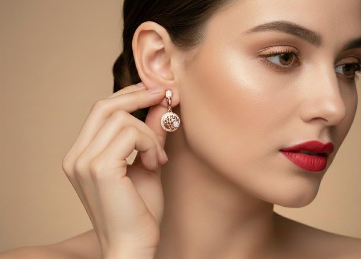 Moissanite Circle Drop Earrings in Gold Rose Gold Silver | Hypoallergenic Luxury Dangle Earring Gift for Women