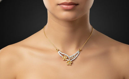 Moissanite Floral Pendant Necklace | Dainty Flower Jewelry for Women | Gold, Rose Gold & Silver