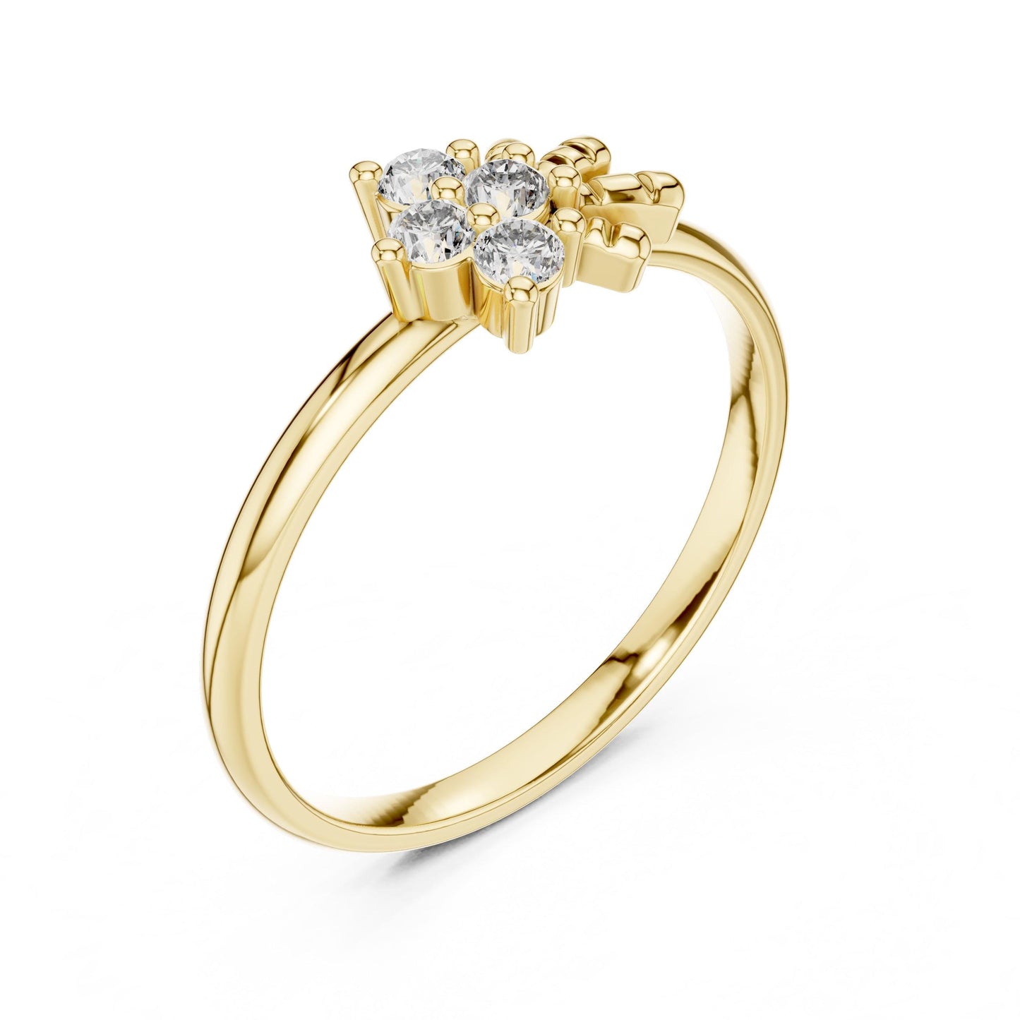 Riora floral moissanite diamond cluster flower vintage-style promise ring with intricate design, ideal for bridal jewelry or special gift.