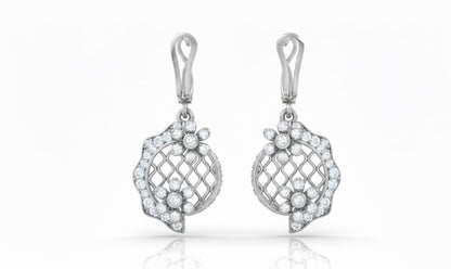 Moissanite Floral Lattice Drop Stud Earrings | Hypoallergenic | Gold, Rose Gold & Silver | Riora