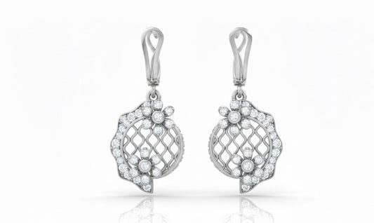 Moissanite Floral Lattice Drop Stud Earrings | Hypoallergenic | Gold, Rose Gold & Silver | Riora
