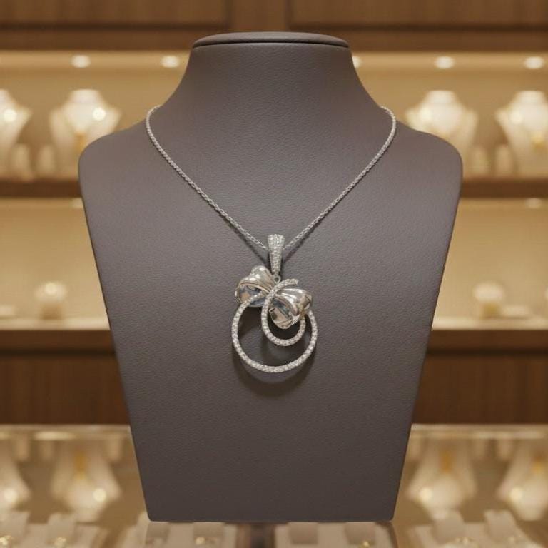 Moissanite Double Circle Pendant Necklace for Women | Gold, Rose Gold & Silver | Anniversary & Bridal Gift