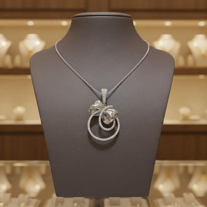 Moissanite Double Circle Pendant Necklace for Women | Gold, Rose Gold & Silver | Anniversary & Bridal Gift