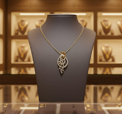 Moissanite teardrop pendant necklace in gold, rose gold, and silver with a delicate chain, elegant hypoallergenic bridal jewelry.
