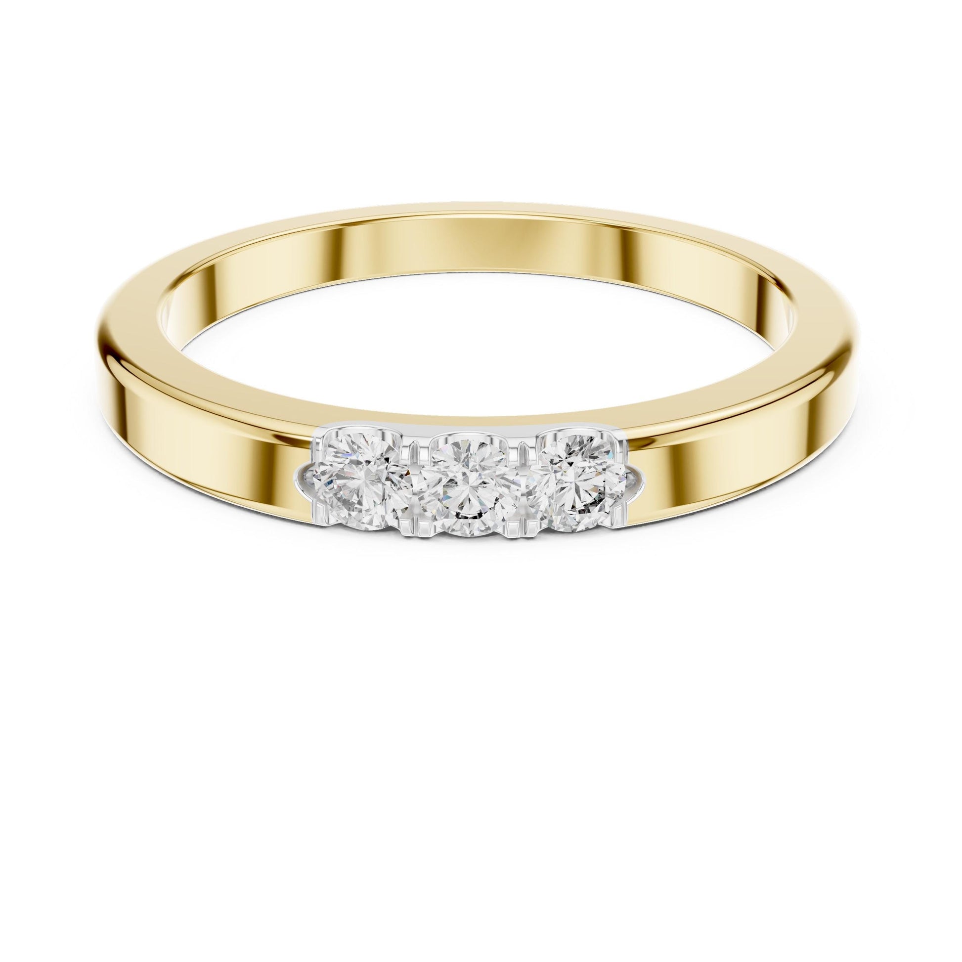 Riora moissanite wedding band in rose gold, minimalist stackable promise ring with diamond accents for women.