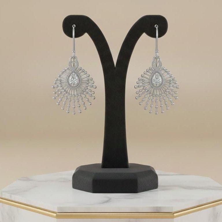 Moissanite Sunburst Drop Earrings for Women | Gold, Rose Gold & Silver | Hypoallergenic Dangle Earrings | Bridal & Valentine Gift