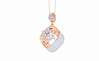 Floral Moissanite Pendant Necklace | 22 Inch Adjustable Chain