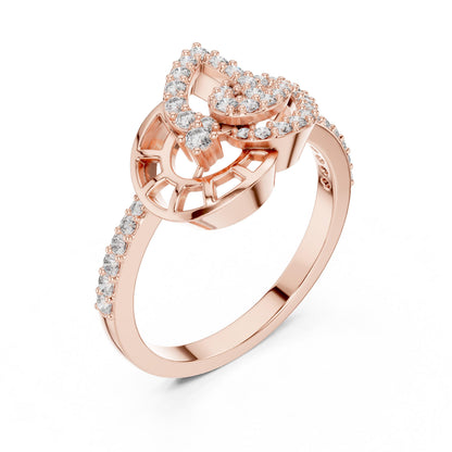 Rose gold Riora musical note moissanite diamond ring featuring a minimalist design, perfect for elegant music-inspired jewelry.