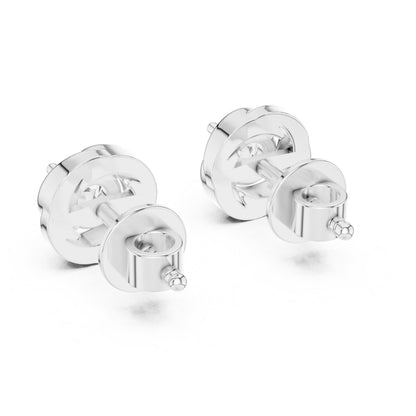 Riora Moissanite diamond stud earrings in gold, rose, and silver with a minimalist design and tiny sparkling stones.