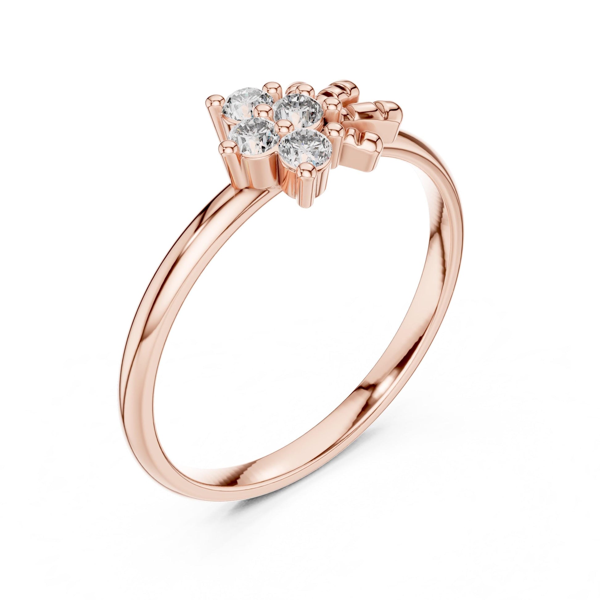 Riora floral moissanite diamond cluster vintage style promise band featuring flower design, perfect for bridal jewelry or gifts