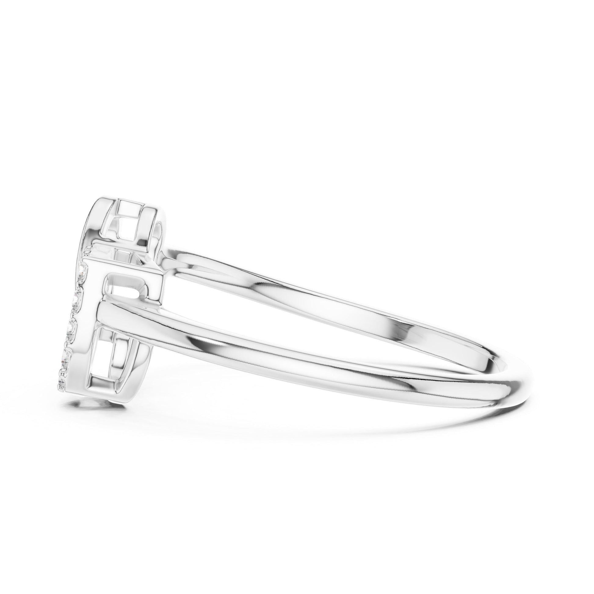 Riora Moissanite heart initial ring, minimalist romantic promise jewelry with a heart-shaped stone, perfect for women.