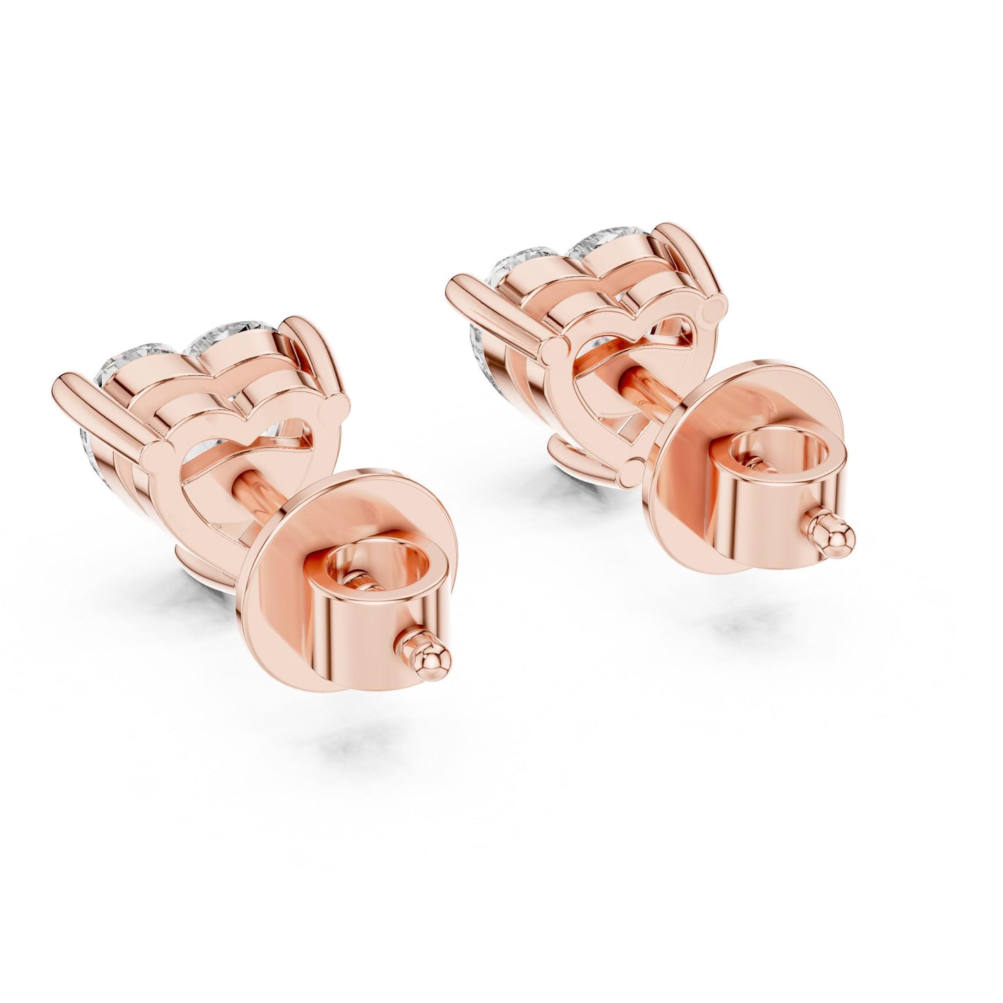 Riora 6mm heart-shaped moissanite diamond stud earrings in rose gold, minimalist love jewelry for women, gift-ready design
