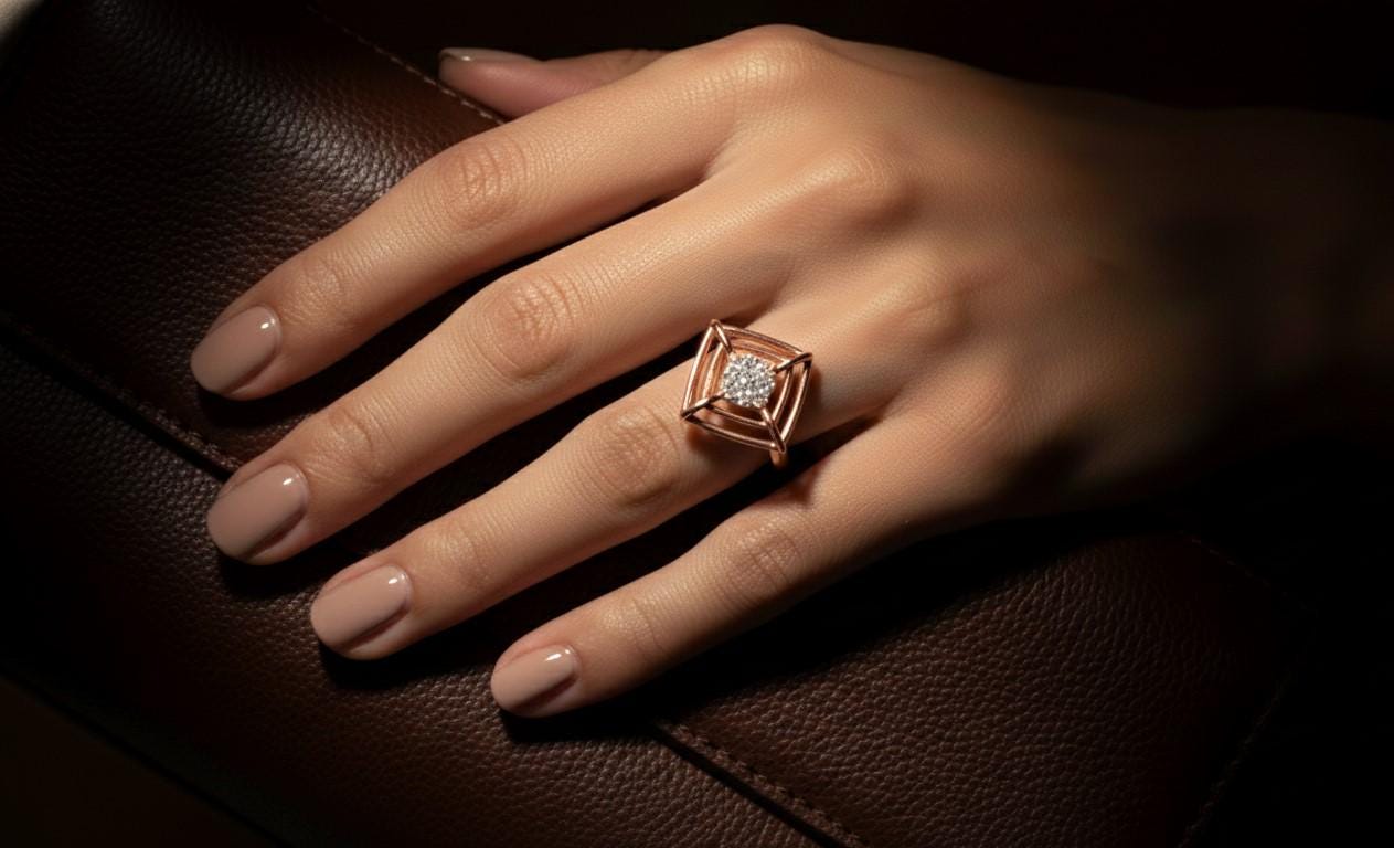 Geometric Moissanite Cluster Ring | Hypoallergenic Statement Ring | Luxury Gift for Women