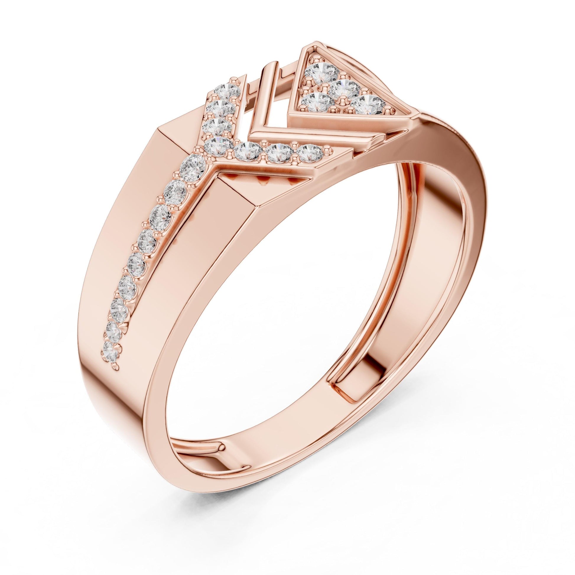 Riora luxury geometric CZ band ring in gold, silver, and rose gold, featuring a statement design, nickel-free wedding gift jewelry