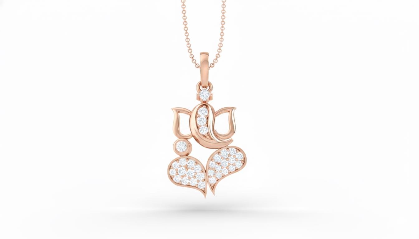 Riora Moissanite Lotus Heart Pendant Necklace showing a sparkling heart-shaped moissanite in a lotus design, on a fine chain.