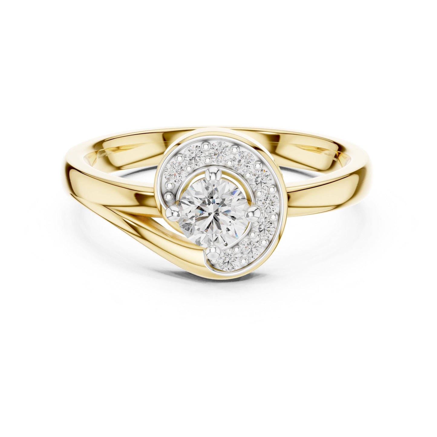 Riora moissanite diamond engagement band with swirl design, vintage style wedding ring for bride, bridal gift, gold-tone jewelry
