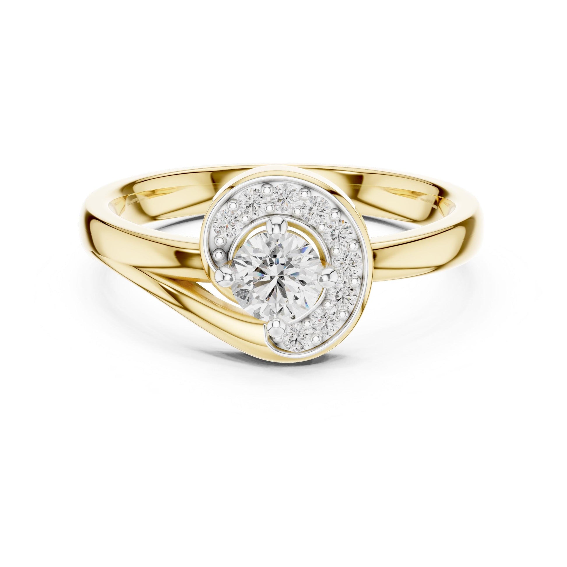 Riora moissanite diamond engagement band with swirl design, vintage style wedding ring for bride, bridal gift, gold-tone jewelry