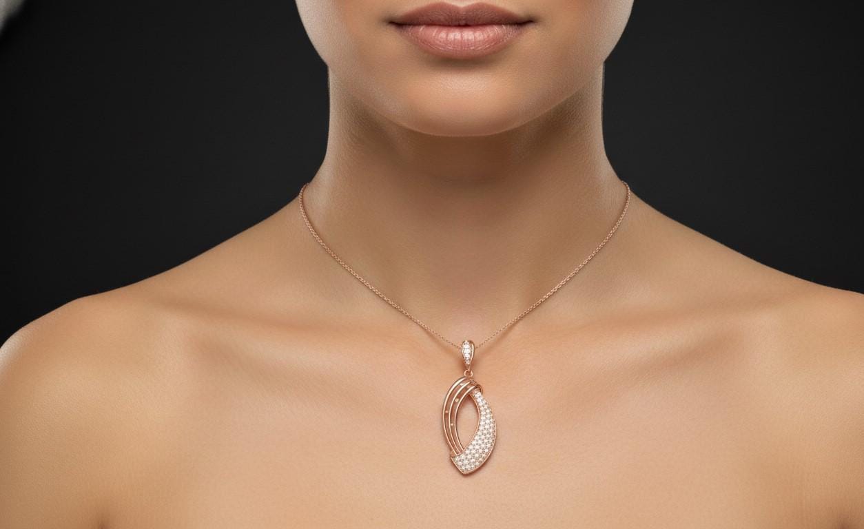 Crescent Pendant Necklace, Adjustable Chain, Elegant Gift Moissanite