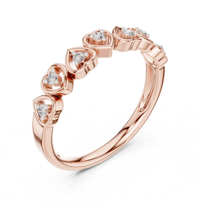 Riora Moissanite heart crown ring with rose gold and silver finish featuring a romantic heart-shaped design for women.