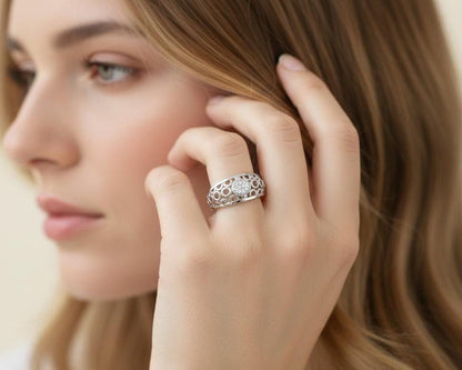 Moissanite Knot Ring | Intertwined Circle Promise Ring | Gold, Rose Gold & Silver | Hypoallergenic