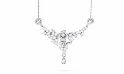 Moissanite Floral Pendant Necklace, Rose Gold Silver, Adjustable Chain