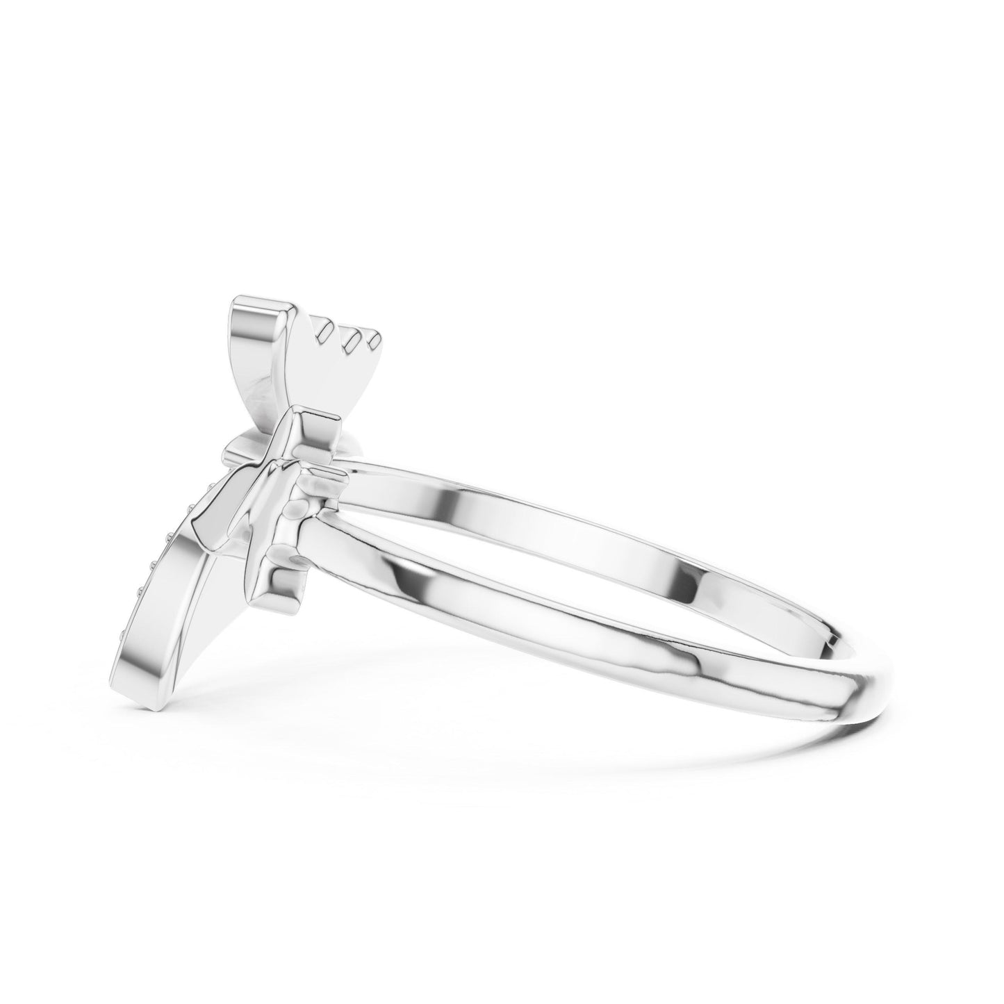 Riora Moissanite butterfly promise ring with gold, rose gold, and silver finishes featuring a delicate butterfly design and minimalist style