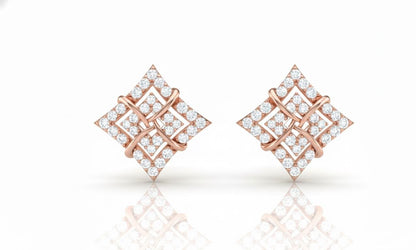 Moissanite Geometric Square Stud Earrings | Hypoallergenic | Gold, Rose Gold, Silver