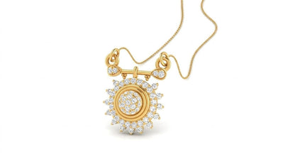 Riora moissanite sunburst necklace in gold, rose, and silver with a minimalist bridal pendant design, elegant luxury jewelry for women