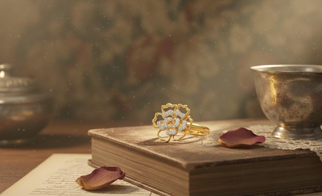 Moissanite Flower Ring | Floral Diamond Look Ring | Nickel-Free Hypoallergenic Statement Jewelry