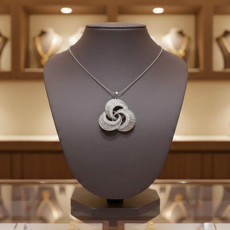 Moissanite Interlocking Circle Pendant Necklace | Gold Rose Silver | Hypoallergenic Bridal Jewelry Gift for Her