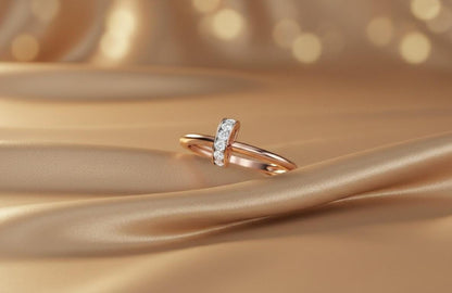 Moissanite Band Ring – Minimal Gold Silver Engagement Ring for Her