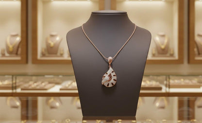 Moissanite Teardrop Pendant  Rose Gold Necklace Bridal Jewelry