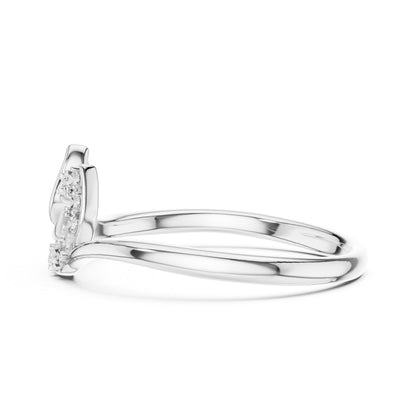 Rose gold Leaf Moissanite ring with nature-inspired design, minimalist band, and sparkling diamond alternative for bridal or promise jewelry.