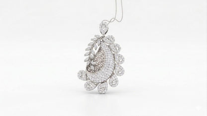 Riora paisley moissanite diamond pendant necklace with teardrop design, elegant jewelry for women, perfect for weddings or special occasions.
