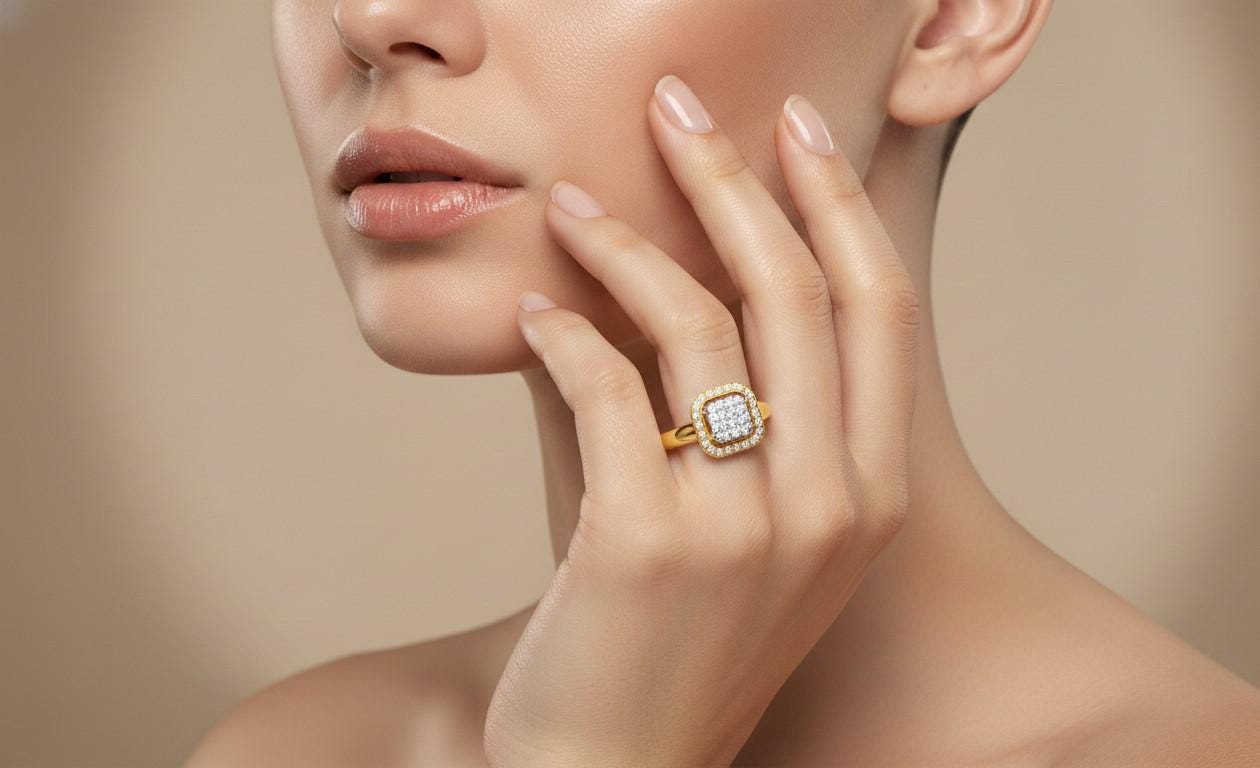 Moissanite Cushion Halo Ring for Women | Gold, Rose Gold & Silver | Sizes 5–11 | Engagement, Promise & Anniversary Gift