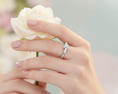 Floral Moissanite Ring for Women | Hypoallergenic Promise Ring