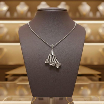 Flower Pendant Necklace, Gold Rose Silver Chain, Elegant Bridal Gift, Minimal Sparkle Jewelry