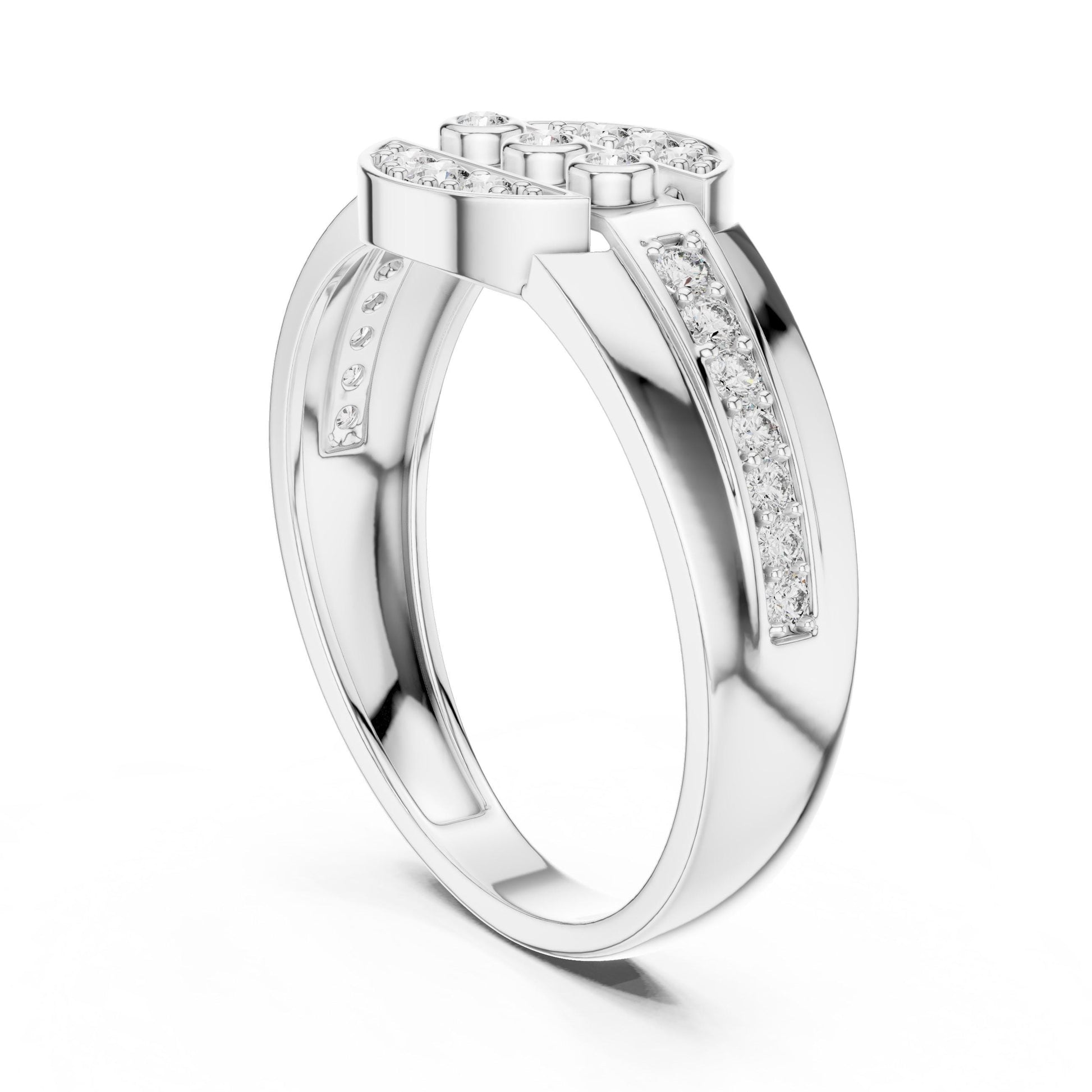 Riora luxury moissanite diamond statement ring in gold and silver, bold cocktail style for bridal or anniversary jewelry.